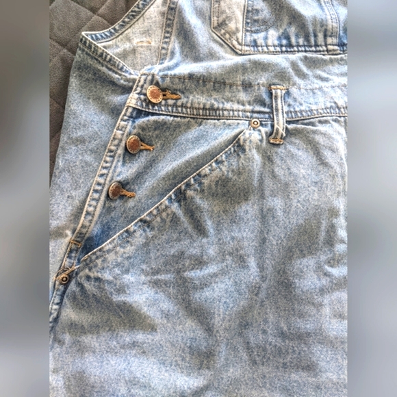 Route 66 Light Wash Denim Cuffed Jean Overall Carpenter Shorts - Picture 5 of 11